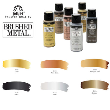 FolkArt Acrylic Brushed Metal Paints 59ml - Set Of 6