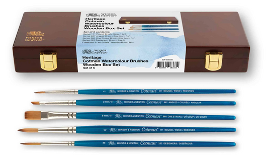 Winsor & Newton Cotman Wooden Box Set of 5 Brushes