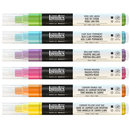 Liquitex 2-4mm Chisel Acrylic Markers Vibrant Set of 6