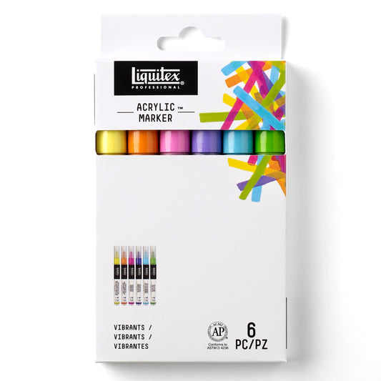 Liquitex 2-4mm Chisel Acrylic Markers Vibrant Set of 6