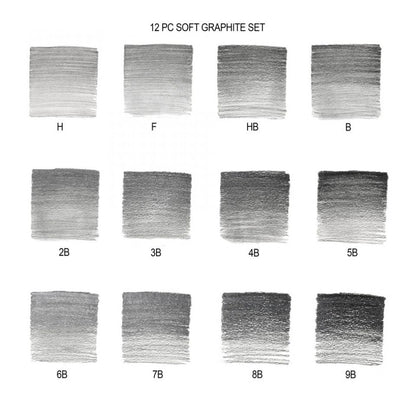Winsor & Newton Studio Soft Graphite Pencil Set Of 12