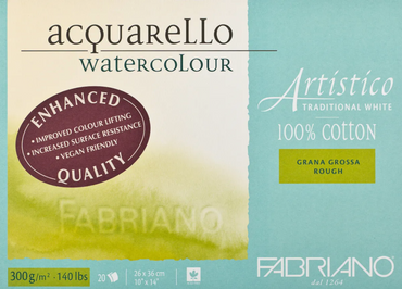Fabriano Artistico Watercolour Enhanced 300gsm Rough Traditional White 20 Sheet Blocks
