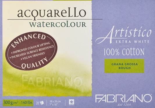 Fabriano Artistico Watercolour Enhanced 300gsm Rough Extra White 20 Sheet Blocks