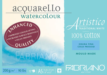 Fabriano Artistico Watercolour Enhanced 200gsm Cold Press 12 Sheet Pads