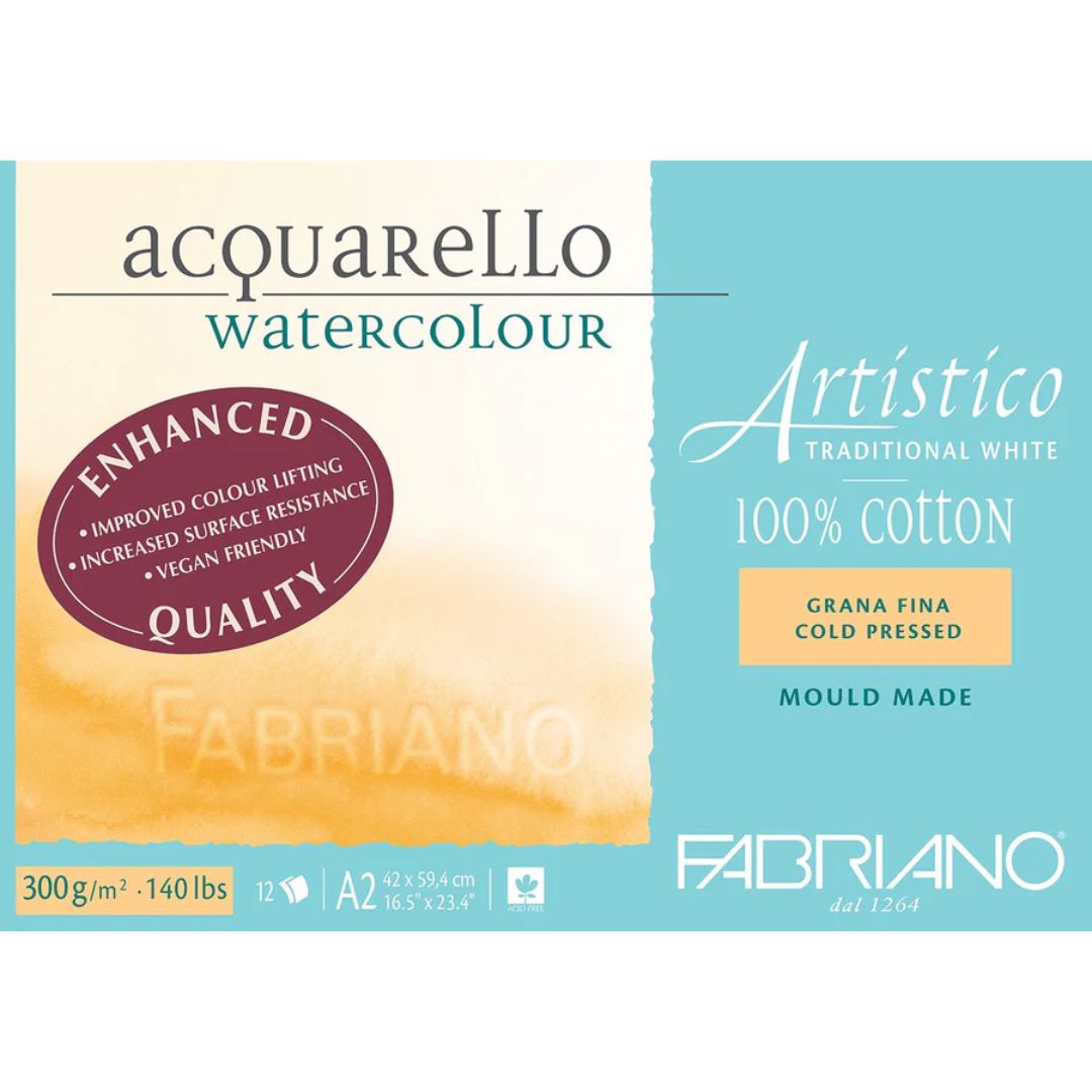 Fabriano Artistico Watercolour Enhanced 300gsm Cold Press 12 Sheet Pads