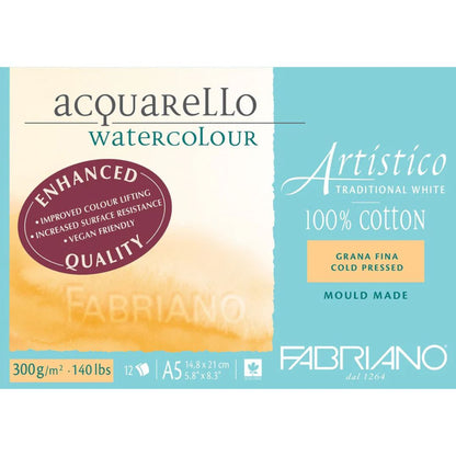 Fabriano Artistico Watercolour Enhanced 300gsm Cold Press 12 Sheet Pads