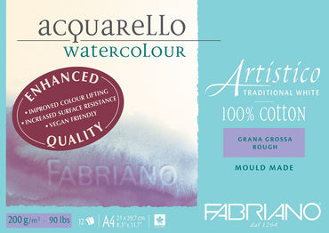 Fabriano Artistico Watercolour Enhanced 200gsm Rough 12 Sheet Pads