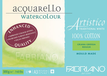 Fabriano Artistico Watercolour Enhanced 300gsm Rough 12 Sheet Pads