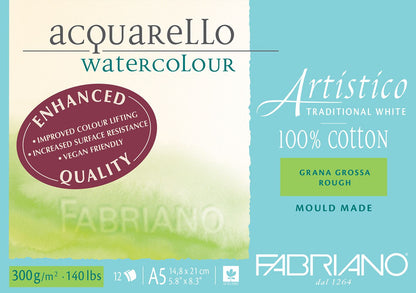 Fabriano Artistico Watercolour Enhanced 300gsm Rough 12 Sheet Pads