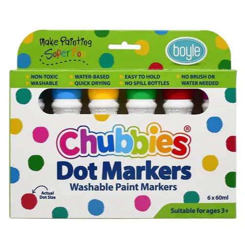 Boyle Chubbies Washable Dot Paint Markers 60ml Set Of 6