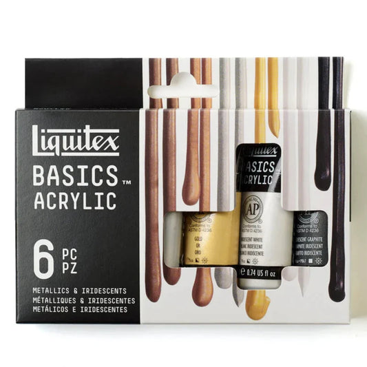 Liquitex Basics 22ml Acrylic Paints Set Of 6 Metallic & Iridescent Colours