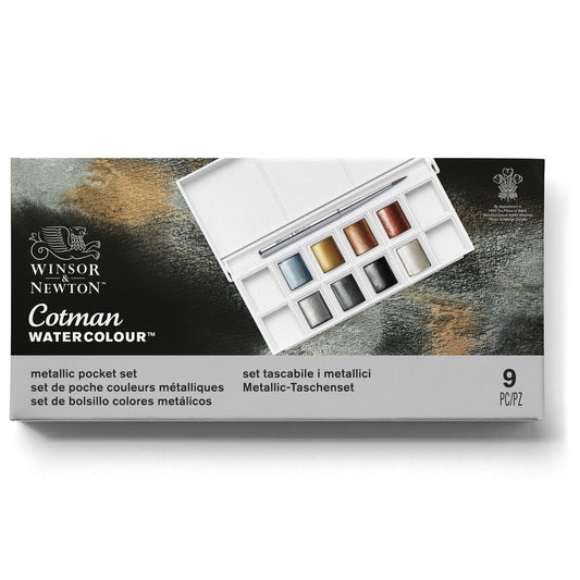 Winsor & Newton Cotman Watercolour Metallic Half Pans Set Of 8