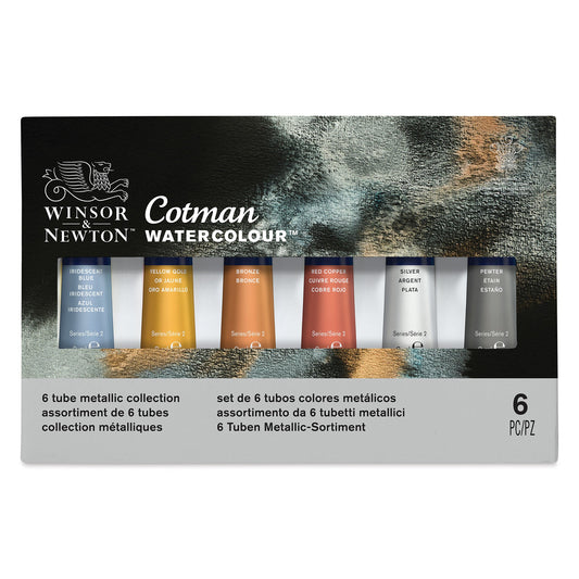 Winsor & Newton Cotman 8ml Watercolour Metallic Paints Set Of 6