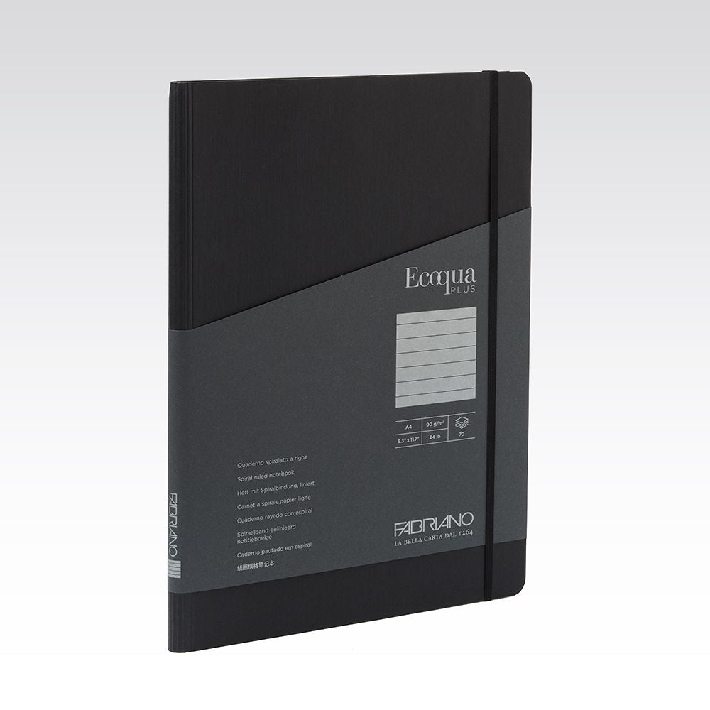 Fabriano Ecoqua Plus Hidden Spiral 90gsm Lined A4 Notebooks