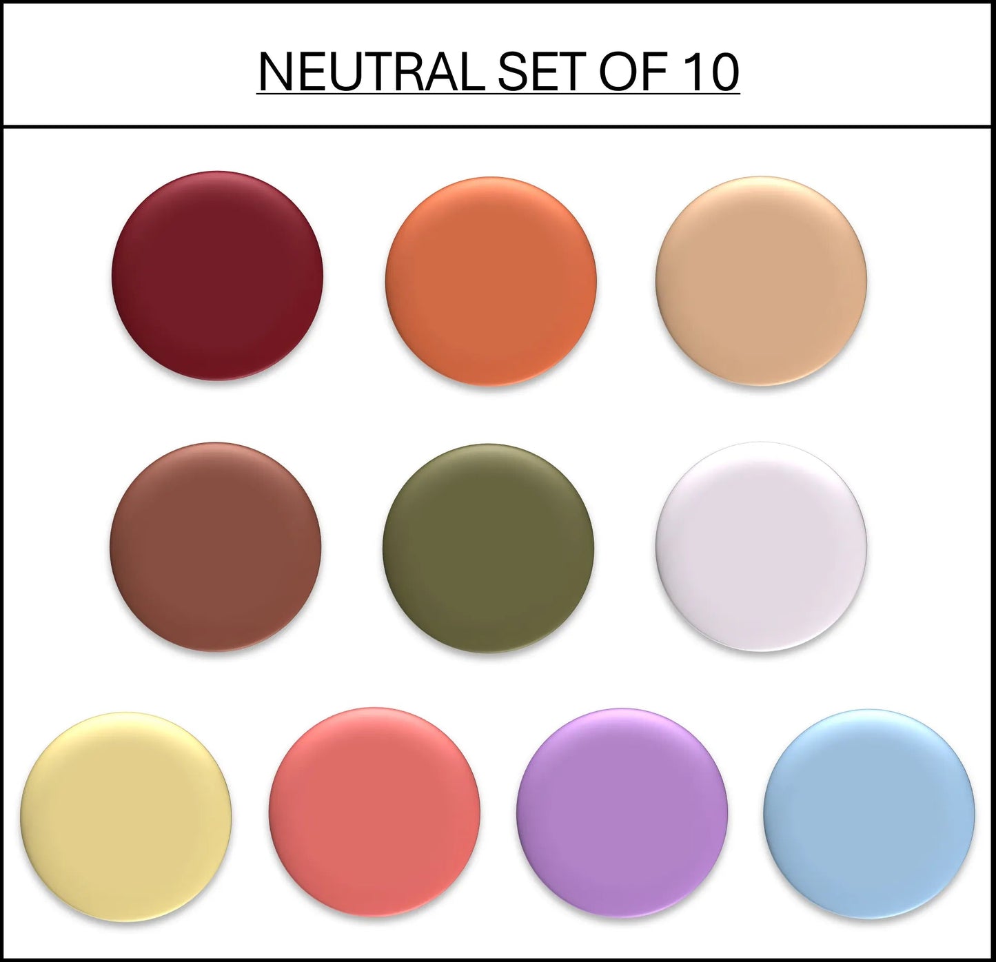 Jasart Byron Matte Acrylic 59ml Paints Set of 10 Neutral Colours