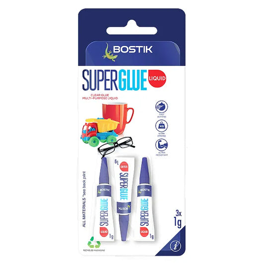 Bostik Adhesive Super Glue Liquid  3 X 1g