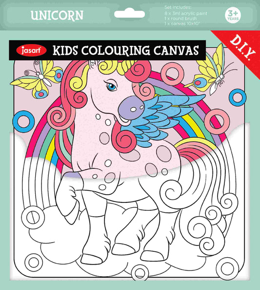 Jasart 10 X 10" Unicorn Colouring Canvas Set