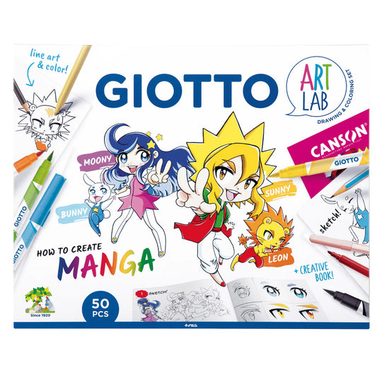 Giotto Art Lab How To Create Manga Set of 50 Pieces