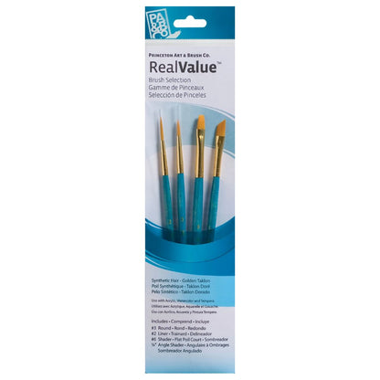 Princeton Real Value Synthetic Golden Taklon Brushes Set of 4