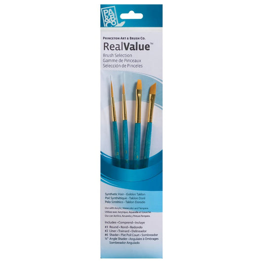 Princeton Real Value Synthetic Golden Taklon Brushes Set of 4