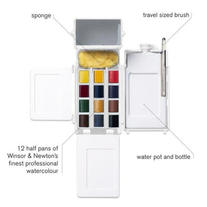 Winsor & Newton Professional Watercolour Half Pan Paints Field Pocket Set of 12