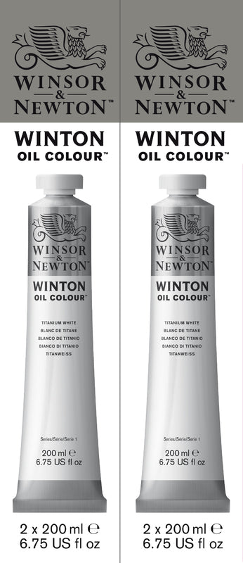 Winsor & Newton Winton 200ml Titanium White Oil Paints Twin Pack