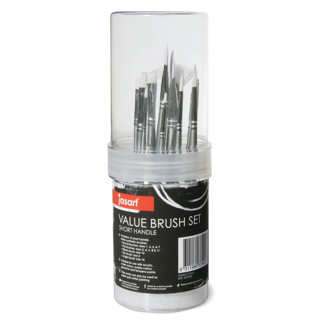 Jasart White Synthetic Short Brushes Set Of 12