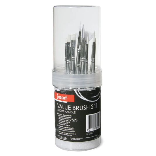 Jasart White Synthetic Short Brushes Set Of 12