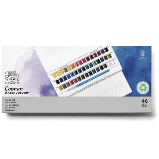 Winsor & Newton Cotman Watercolour Half Pan Paints Studio Set Of 45