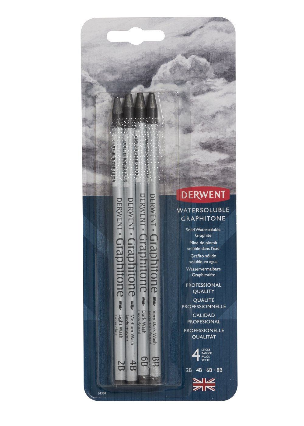 Derwent Watersoluble Graphitone Blister Pack Of 4