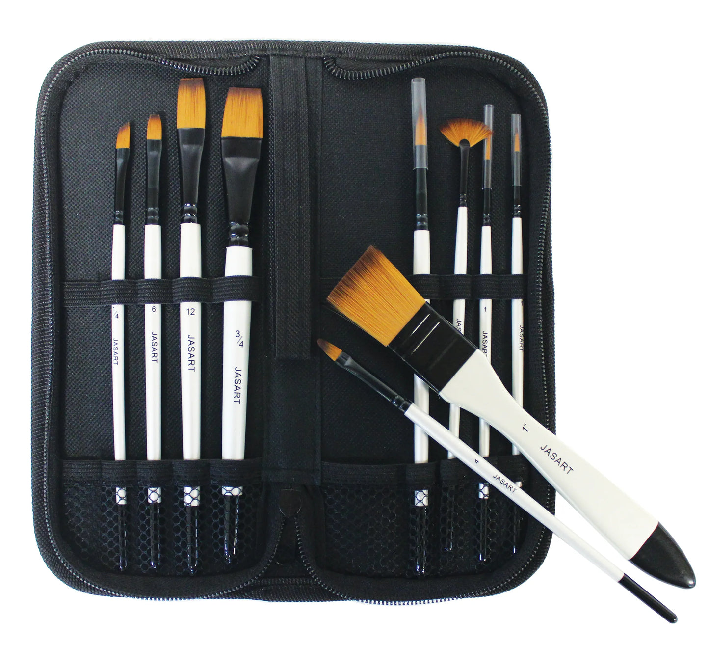 Jasart Short Handle 10 Piece Brush Wallet