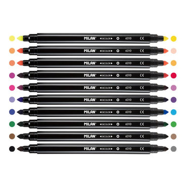 Milan Bicolor Double Ended Assorted Markers Set Of 10
