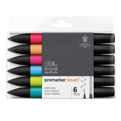Winsor & Newton Promarker BrushMarkers Set Of 6