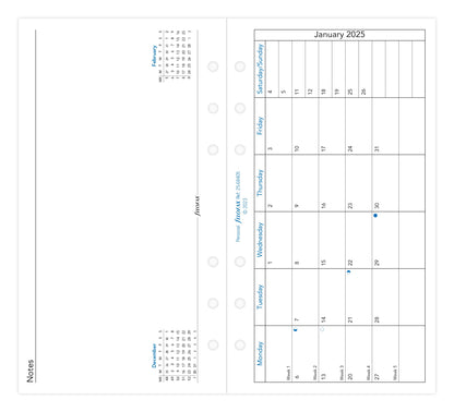 Filofax Classic Month To A Page With Notes Personal 2025 Refill