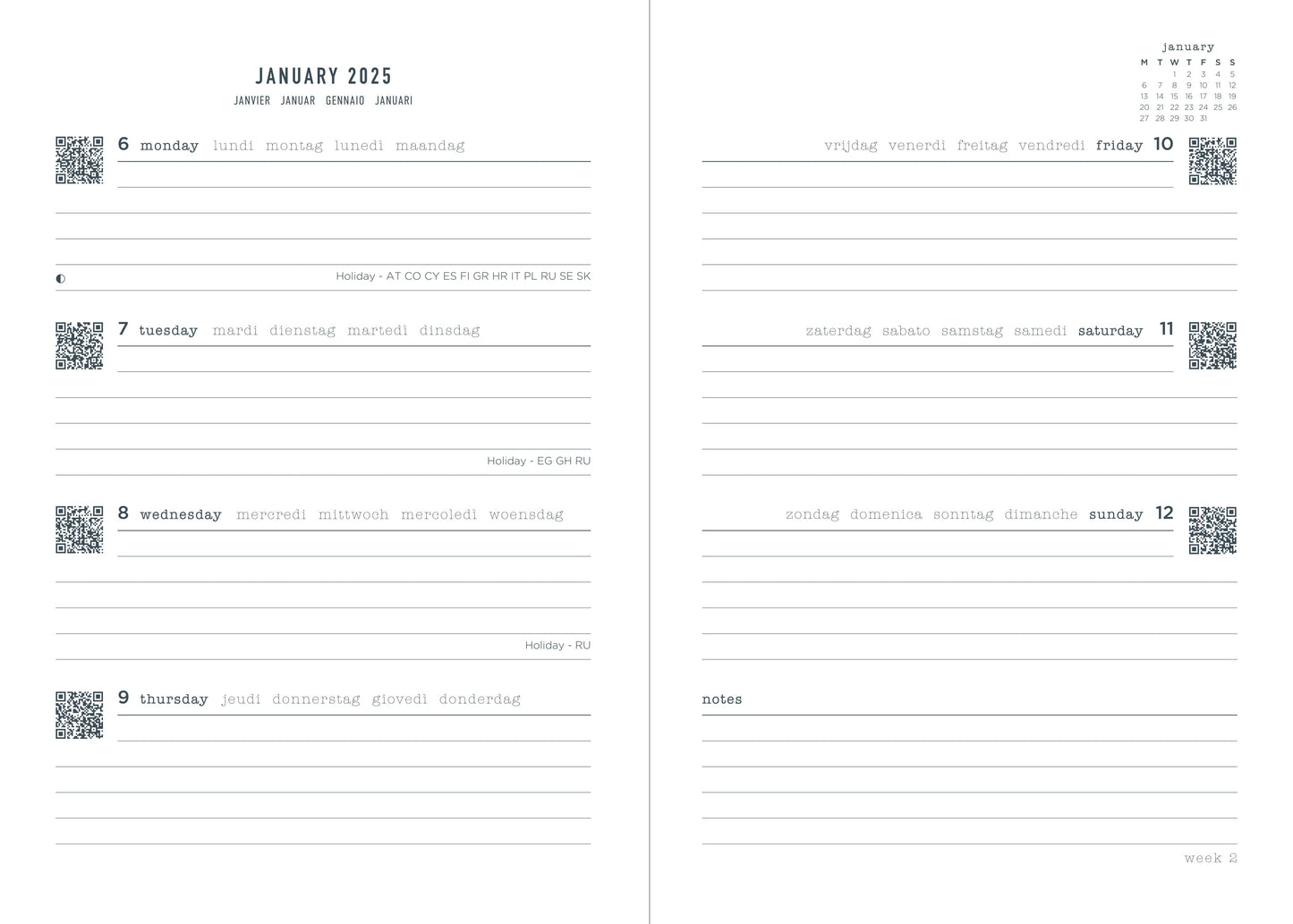 Letts of London Conscious A5 Week to View Diaries