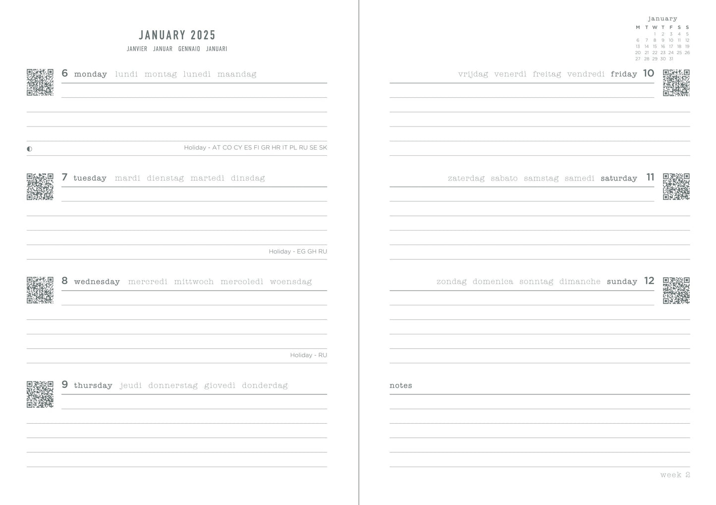 Letts of London Conscious A6 Week to View Diaries