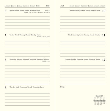 Letts of London Baroque Slim Week to View Diaries