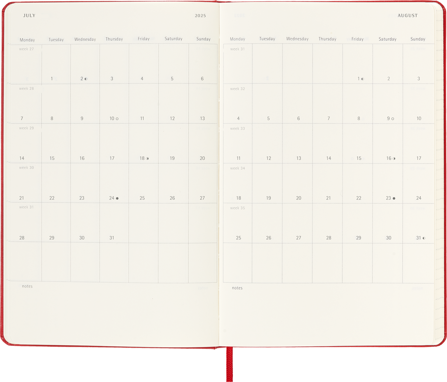 Moleskine 12 Month Weekly + Notes HC Large Diaries