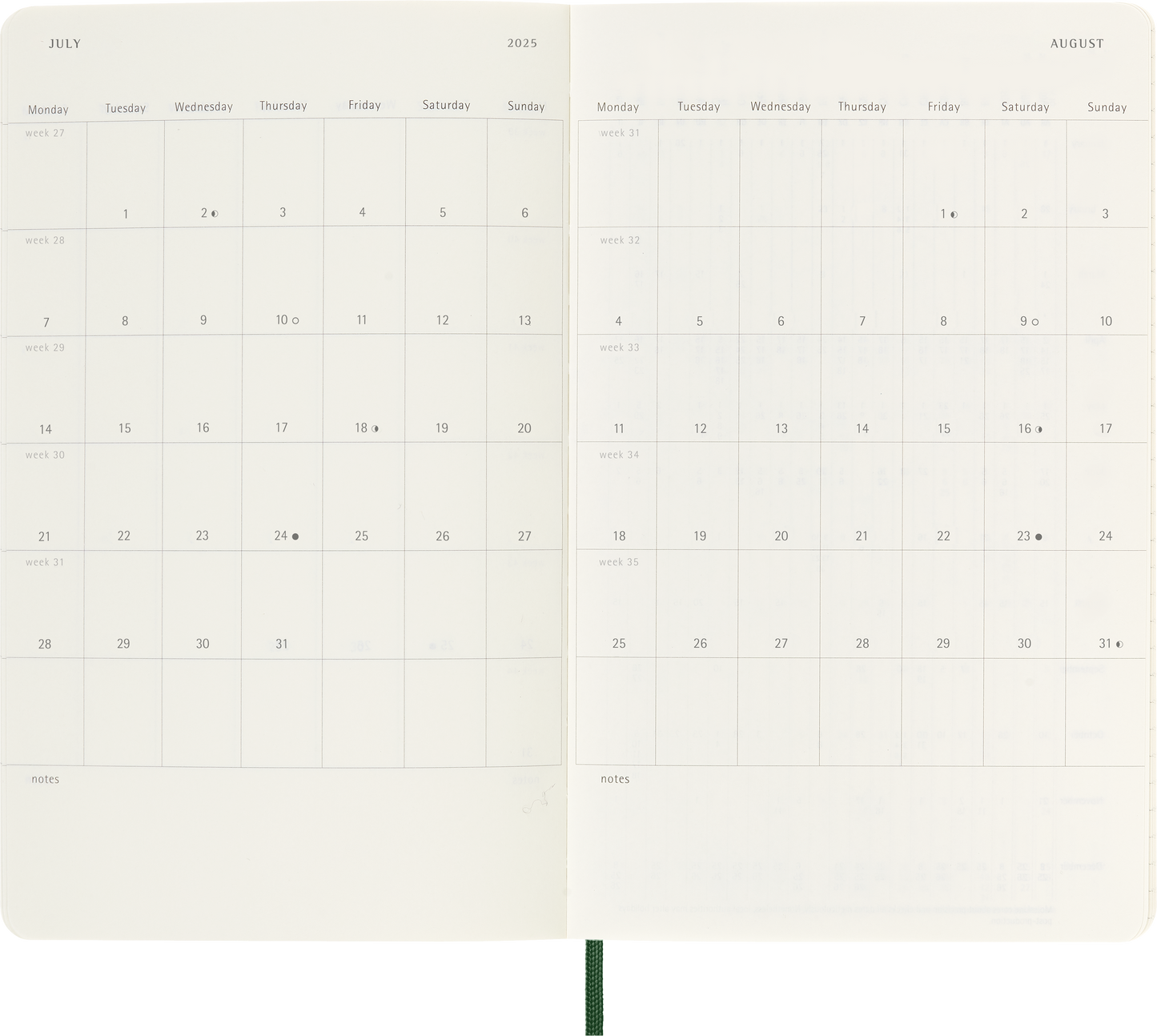 Moleskine 12 Month Weekly + Notes SC Large Diaries