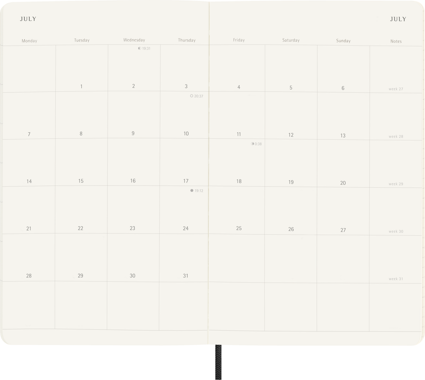 Moleskine 12 Month Monthly SC Black Diaries