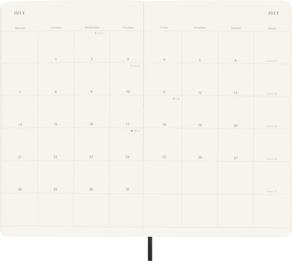 Moleskine 12 Month Monthly SC Black Diaries