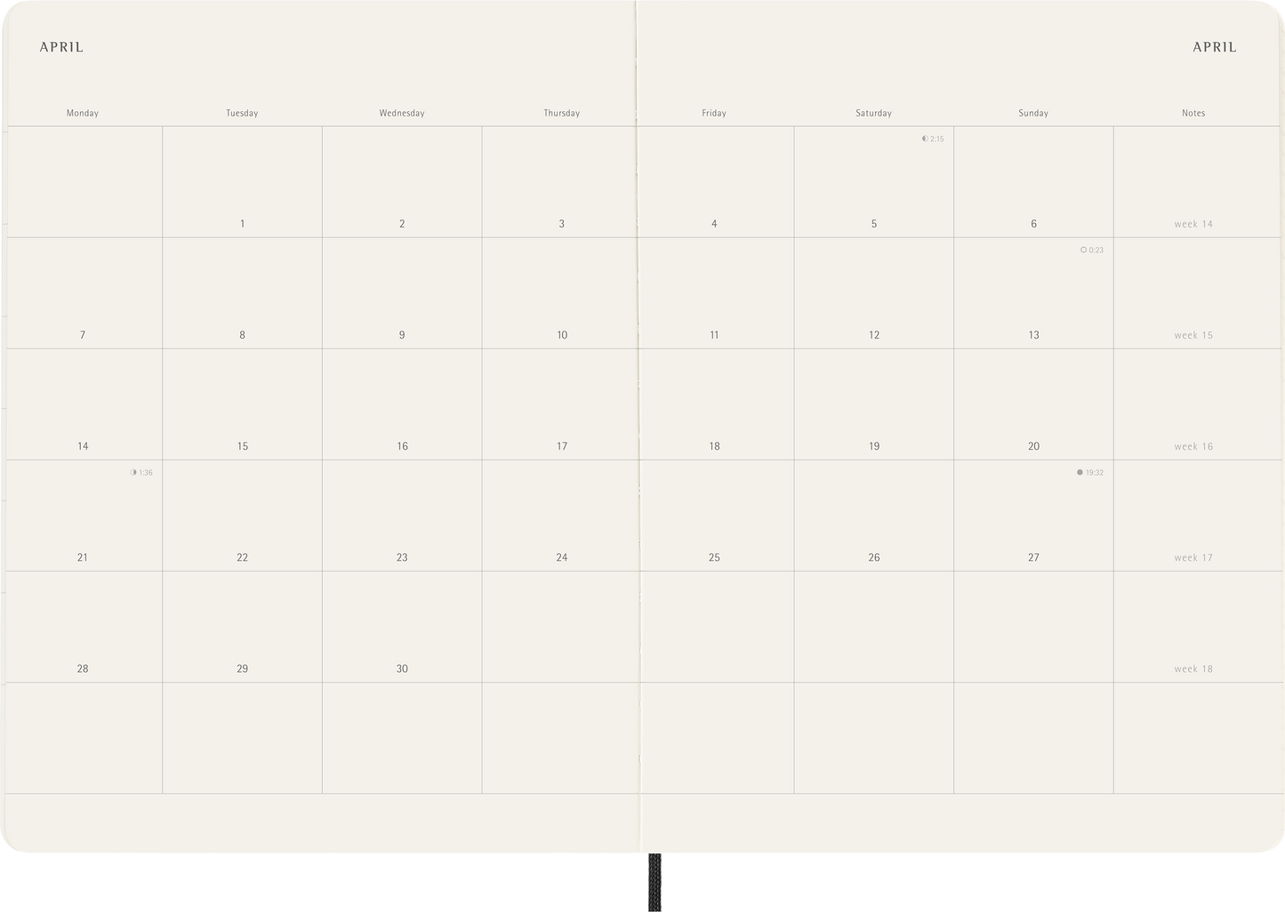 Moleskine 12 Month Monthly SC Black Diaries