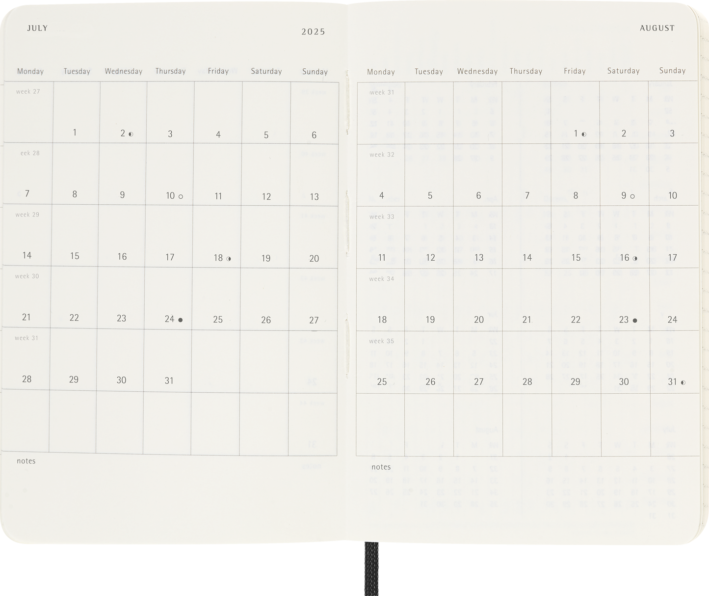 Moleskine 12 Month Weekly + Notes SC Pocket Diaries