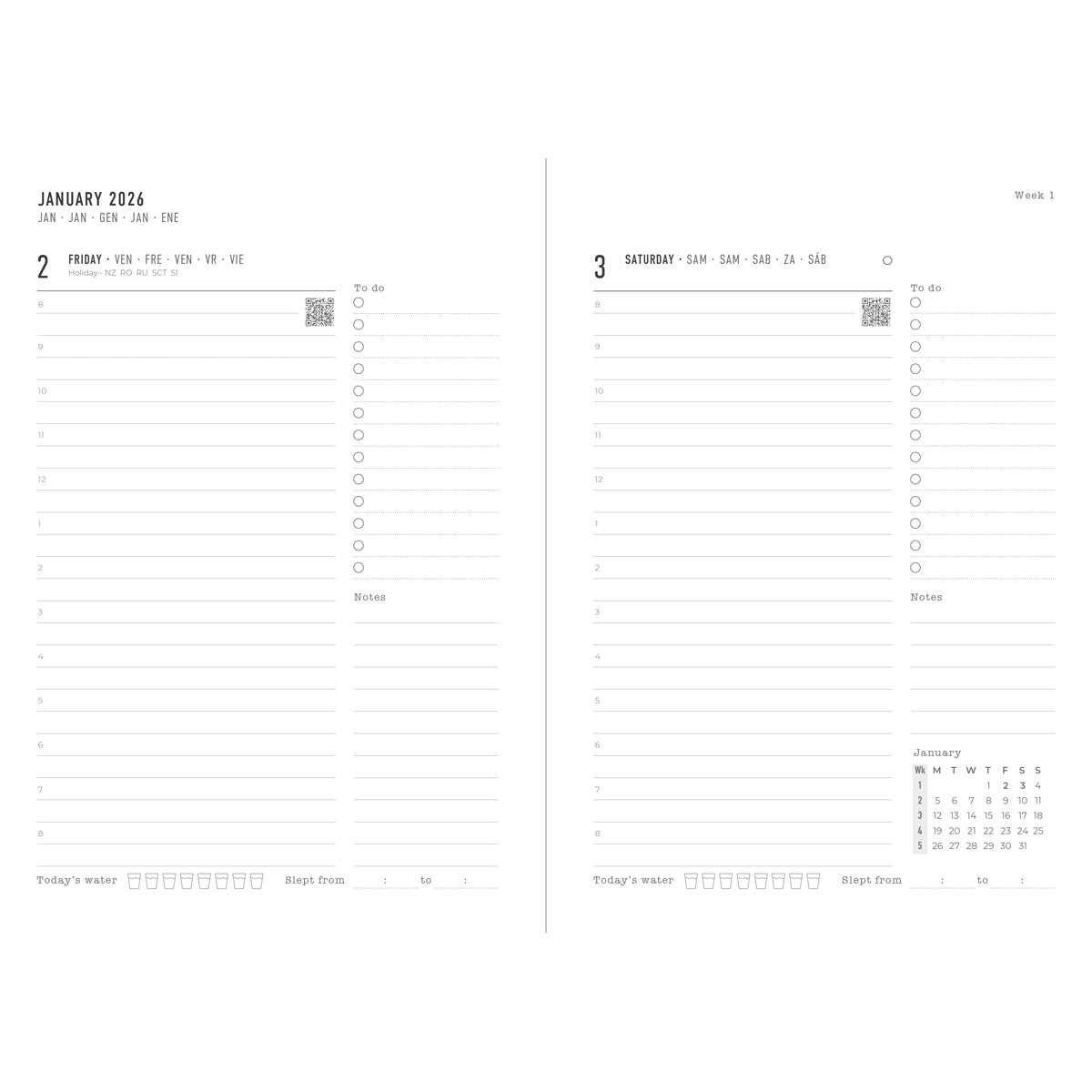 Letts of London Diary Conscious A5 Day to Page Rosewater 2026