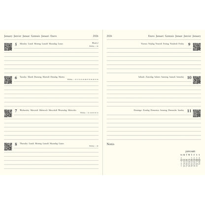 Letts of London Diary Baroque A5 Week to View Black 2026