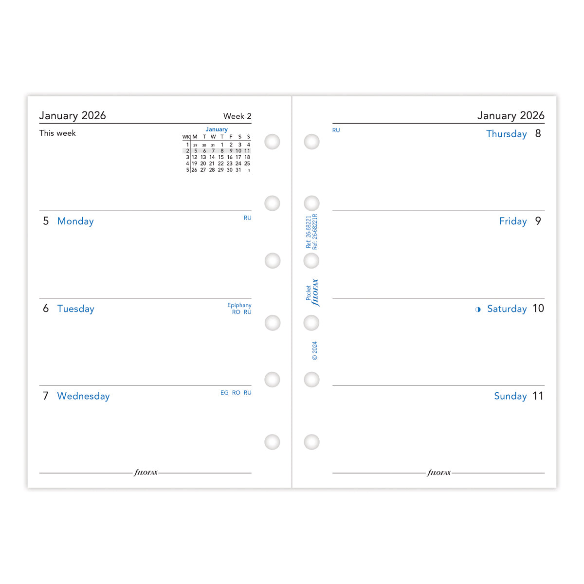 Filofax Refill Classic WTV Pocket 2026