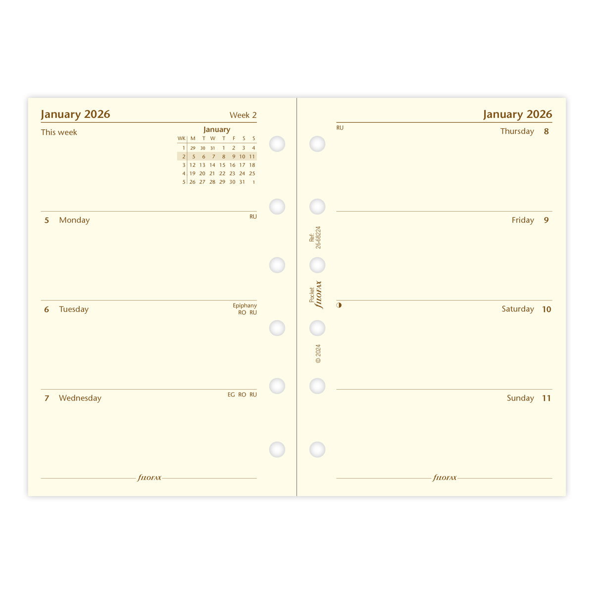 Filofax Refill Classic WTV Pocket Cotton Cream 2026