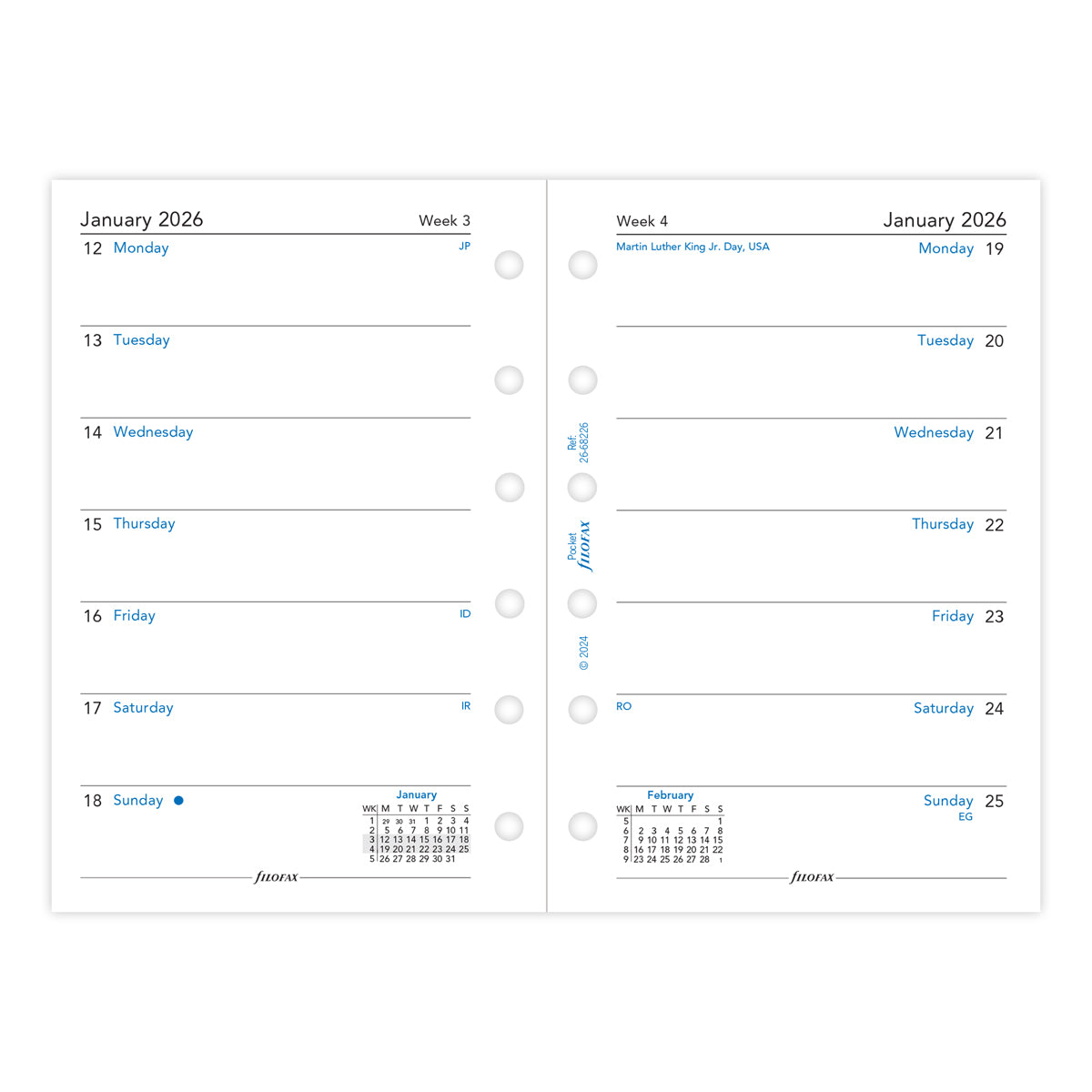 Filofax Refill Classic Week Per Page Pocket 2026