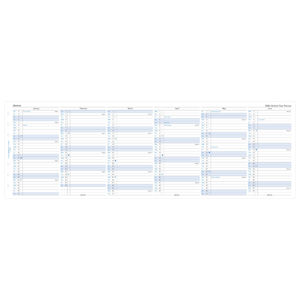 Filofax Refill Year Planner Vertical Personal 2026