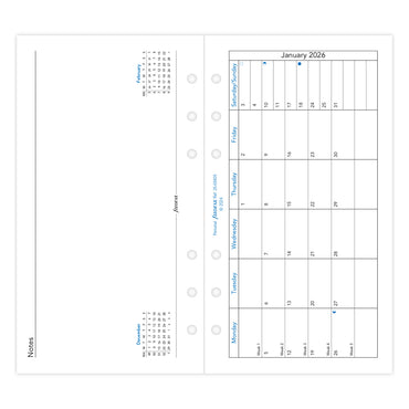 Filofax Refill Classic Month To A Page With Notes Personal 2026